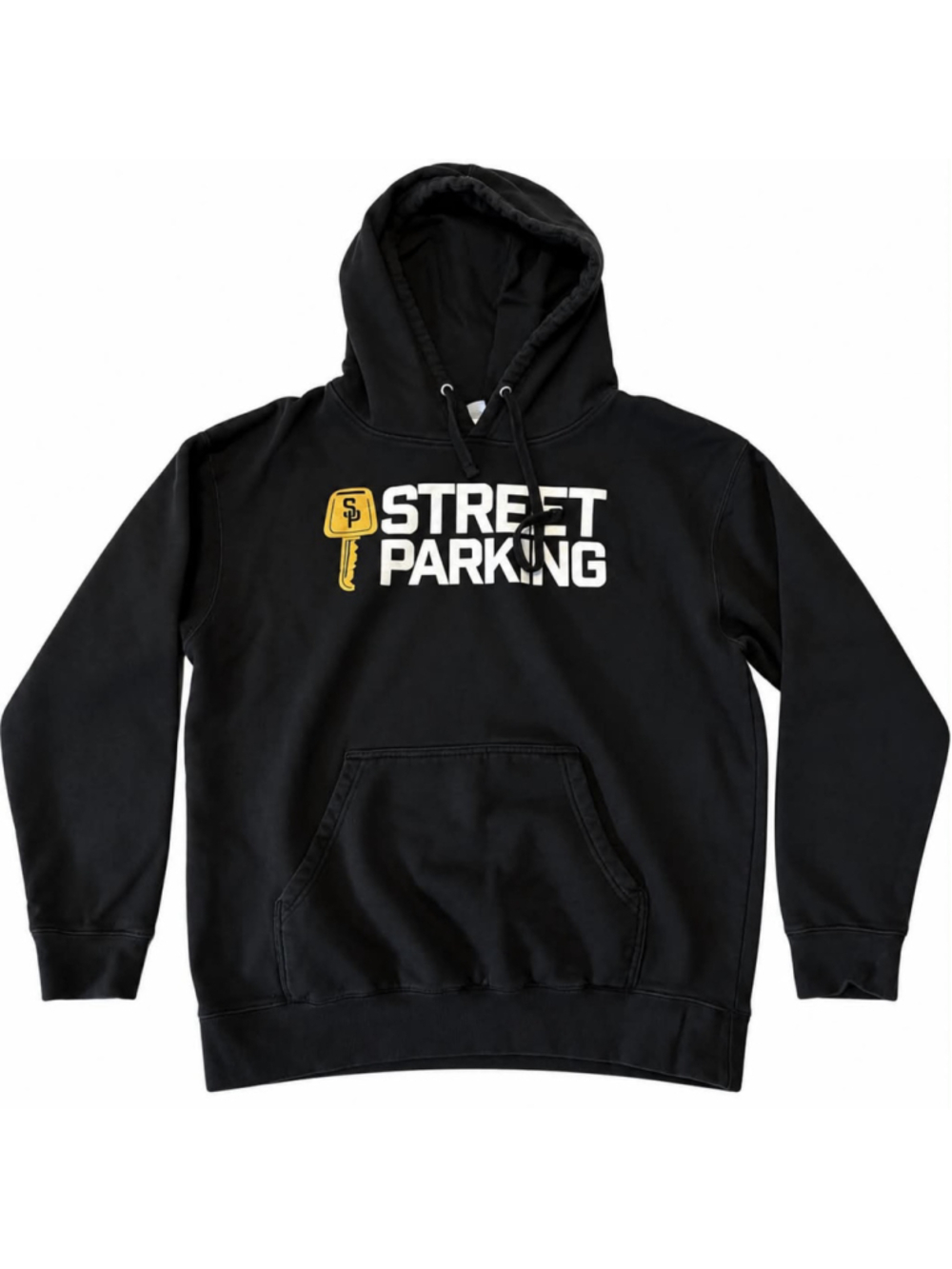 Street Parking Black and Yellow Hoodie, Size Large